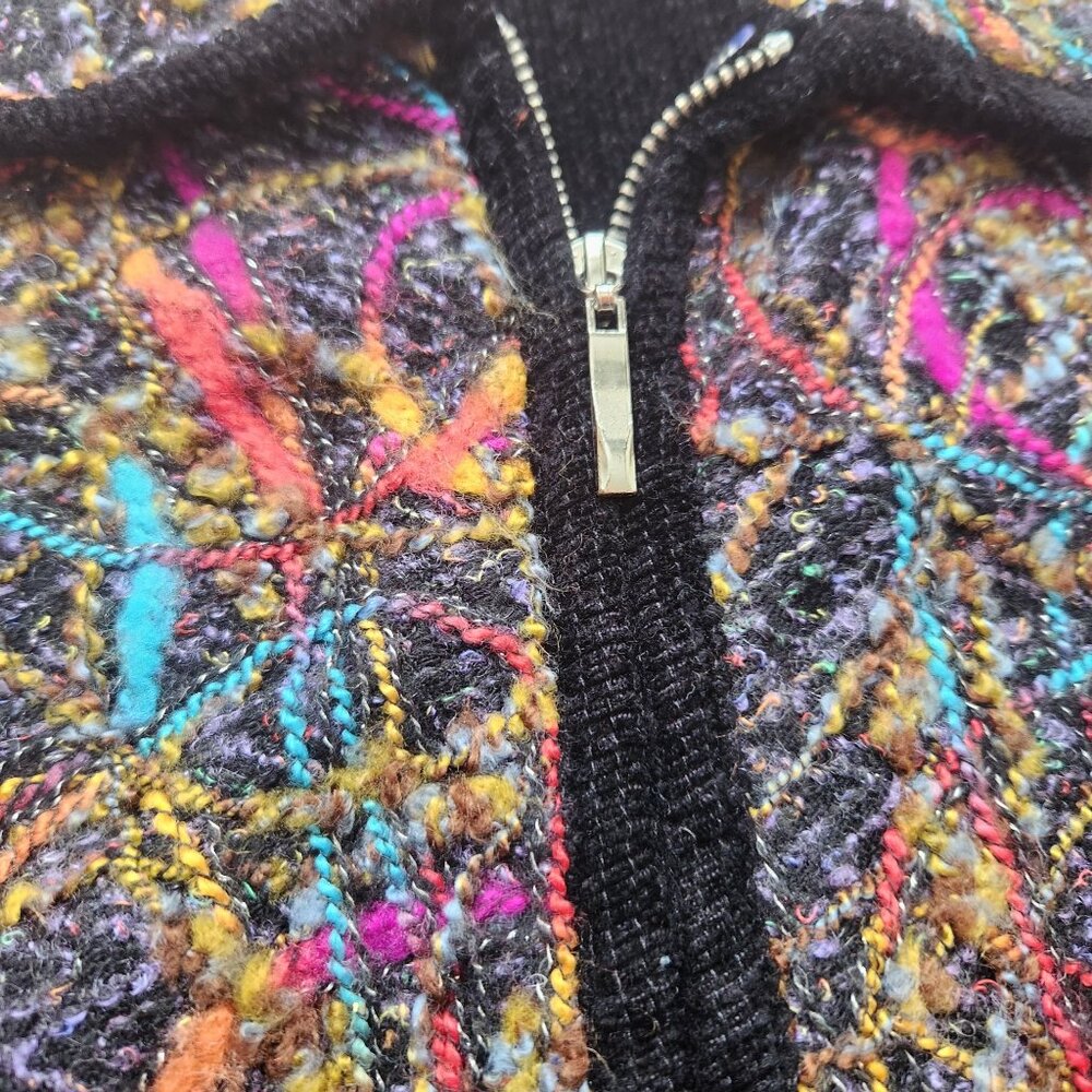 Colorful Sleeveless Zip-Up Knit Vest Fiber Art Teacher Comfy Cozy Soft Cute XL - Picture 5 of 13